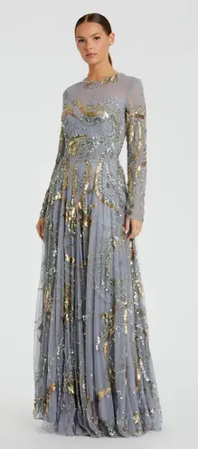 Mac Duggal NWT 5217 Long Sleeve Embellished Illusion Evening Gown Size 10
