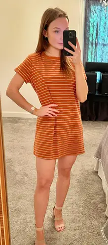 Lumière Orange Striped T-Shirt Dress