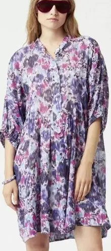Isabel Marant Etoile Mazea Floral Printed Mini Shirt Dress Blue Women's Size M Size M