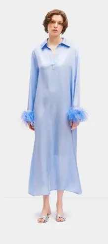 Sleeper Luna Maxi Dress with Detachable Feathers Blue Womens Size Small