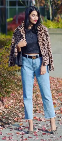 Candie's  | Mauve Faux Fur Leopard Print Jacket - Image 2