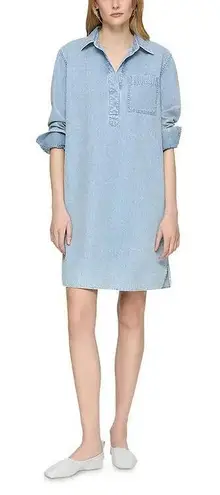NWT Lafayette 148 Lightweight Denim Patch Pocket Popover Dress | M Blue Size M
