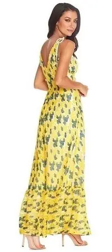 Dress the Population Sunny Floral Embroidery Tiered Dress Canary Yellow Small