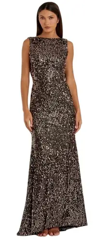 Mac Duggal Size 2 NEW Bronze Cowl Back Boat Neck Sequined Formal Gown 26331