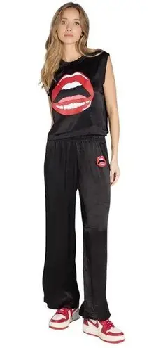 Lauren Moshi new ᨎ Lips Gap Mouth Patch Satiny Side Stripe Joggers Sweatpants ᨎ
