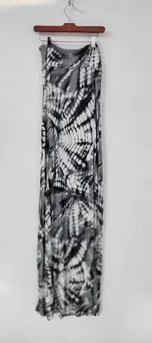 Hula Honey Womens Dress Medium Gray White Tie Dye Strapless Maxi Summer Beach