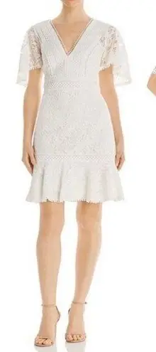Eliza J NWT Fit & Flare Ivory White Lace Flutter Sleeve Short Dress Size 14 NEW