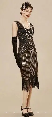 Babeyond Beaded Sequin Fringe Party Dress Size XS