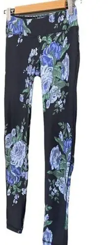 ALBION FIT Antigua Floral Compression Leggings Cobalt Rose Floral Womens Size XS