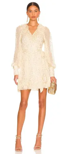 Zimmermann Wrap Mini Dress in Cream & Gold NWT XL