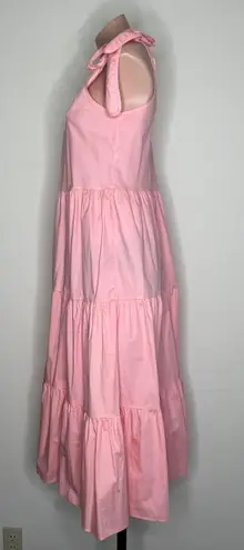 Comfy And Ready Tessa Tiered Tie Up Maxi Dress Size Medium In Pink