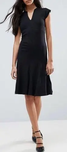 Y.A.S. • Cisley V Neck A Line Dress black cap sleeve lbd fit & flare ASOS