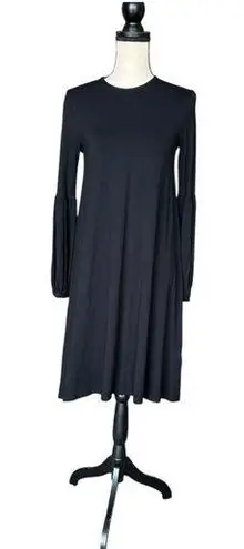 Pashmina Black Bishop Sleeve A-Line Midi Dress Size S