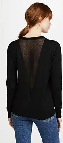 Line and Dot Mia Long Sleeve Crew Neck Pullover Contrast Sweater Black Women's S
