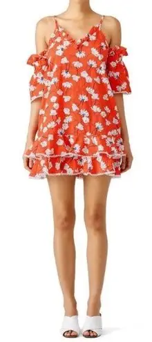 N/Nicholas Vermilion Floral Bubble Sleeve Mini Dress size 10