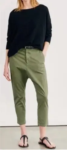 Nili Lotan Paris Twill Pants Dropped Crotch in Camo Green Size 0