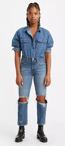 Levi's  Premium 501 ORIGINAL CROPPED WOMEN'S JEANS Distressed Destroyed Size 26