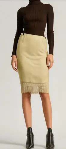 lafayette 148 Gold Brocade Fringe Silk Skirt Woman's Size 6 Knee Length Gold