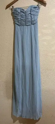 Show Me Your Mumu  Bonbon Strapless Dress inSteel Blue Chiffon XXS