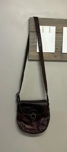 Jack Georges Voyager Crossbody Saddle Bag Purse Brown Genuine Embossed Leather