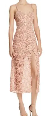 Sau Lee Celina Sheer Lace Bustier Midi Dress Size US 10 Blush Pink