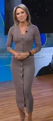 Torn By Ronny Kobo Vianne Long Sleeve Rib Knit Midi Dress