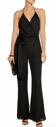 Haute Hippie Black Wrap Silk Wide Leg Halter Jumpsuit Size XS
