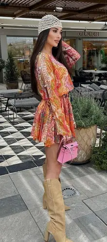 ZARA Dress boho printed viral blogger summer long sleeve Vacation