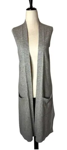 Neiman Marcus Sweater Women Small Gray Cashmere Open Long Line Cardigan Luxury - Image 1