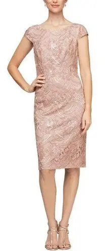Alex Evenings NEW Alex Evenings cap sleeve Embroidered Sequin Lace Dress, 14