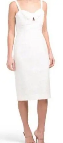 Dress the Population Off White Eve Midi Keyhole Cut Out Slit Sweetheart Dress L