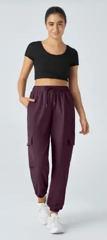 Halara Mid Rise Drawstring Cargo Joggers NWT Black Pocket Casual Pants XL