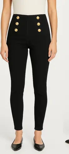 J. McLaughlin Sailor Jeans Black Gold Buttons Preppy Academia French Slim Sz 6