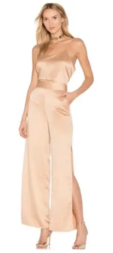 House of Harlow X Revolve Hunter Jumpsuit Camel NWT Size Small 100% Polyester Gold