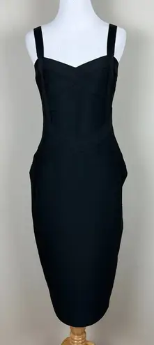 Bandage Dress Large Black Bodycon Midi Sexy Cocktail Sleeveless Hourglass L
