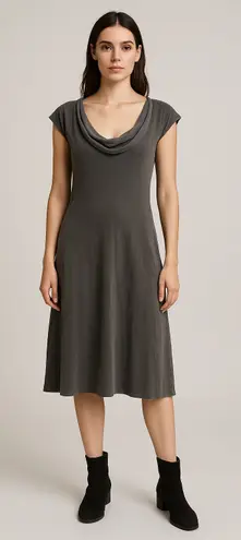 Prairie Underground Organic Cotton Cowl Neck Midi Dress Size S Gray