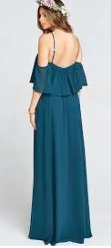 Show Me Your Mumu NEW  Rebecca Ruffle Maxi Deep Jade Chiffon Teal Blue-Green