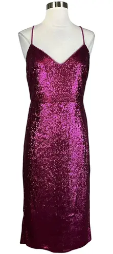 Donna Karan Sequined Sleeveless Midi Sheath Sparkly Cocktail Party Pink Size 16