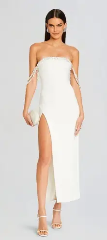 retrofete Abilene Beaded Off The Shoudler Maxi Dress White Womens Size Small