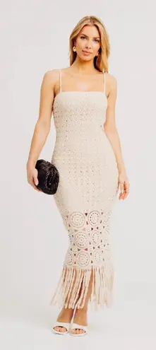 Torn By Ronny Kobo Toby Crochet Knit Dress Natural Womens Size Medium