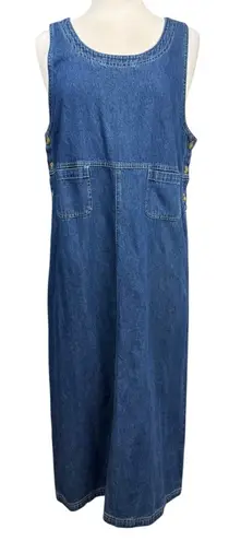 Cabin creek Vintage Denim Jumper Dress Women’s Petite Medium Button Side Pockets