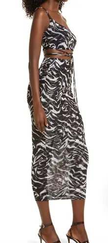 Naked Wardrobe New Animal Print Mesh Skirt Size S