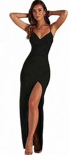 Just Quella Nwt  Women’s Maxi Dress large Satin‎ Strappy Backless Evening black