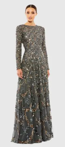 Mac Duggal NWT 5496 Embellished Illusion High Neck Long Sleeve A Line Gown Sz 16