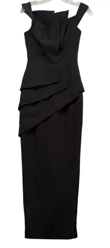 Black Halo Women's Eve La Reina Gown Black Formal Elegant Black Tie Chic Size 0