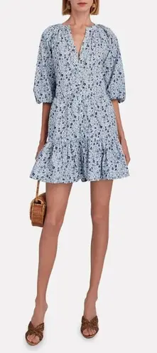 Apiece Apart Blue Mitte Floral Poplin Button Front Mini Dress Size XS