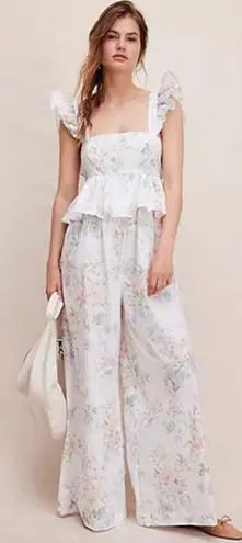 Selkie The Weekender Free People Floral Ruffle Jumpsuit Medium NEW White