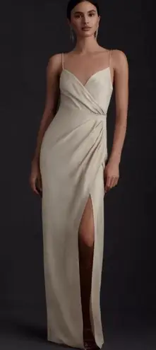 BHLDN Anthropologie Tank Top Maxi Dress Gown Freya Satin Charmeuse Slit Formal