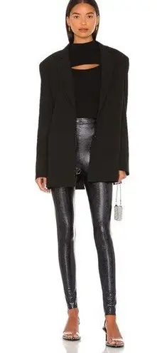 Commando • Faux Leather Animal-Print Leggings in Navy Snake blue black reptile