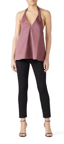 Tibi Purple Pink Dusty Hue Halter Neckline Snap Closure Halter Top size 8
